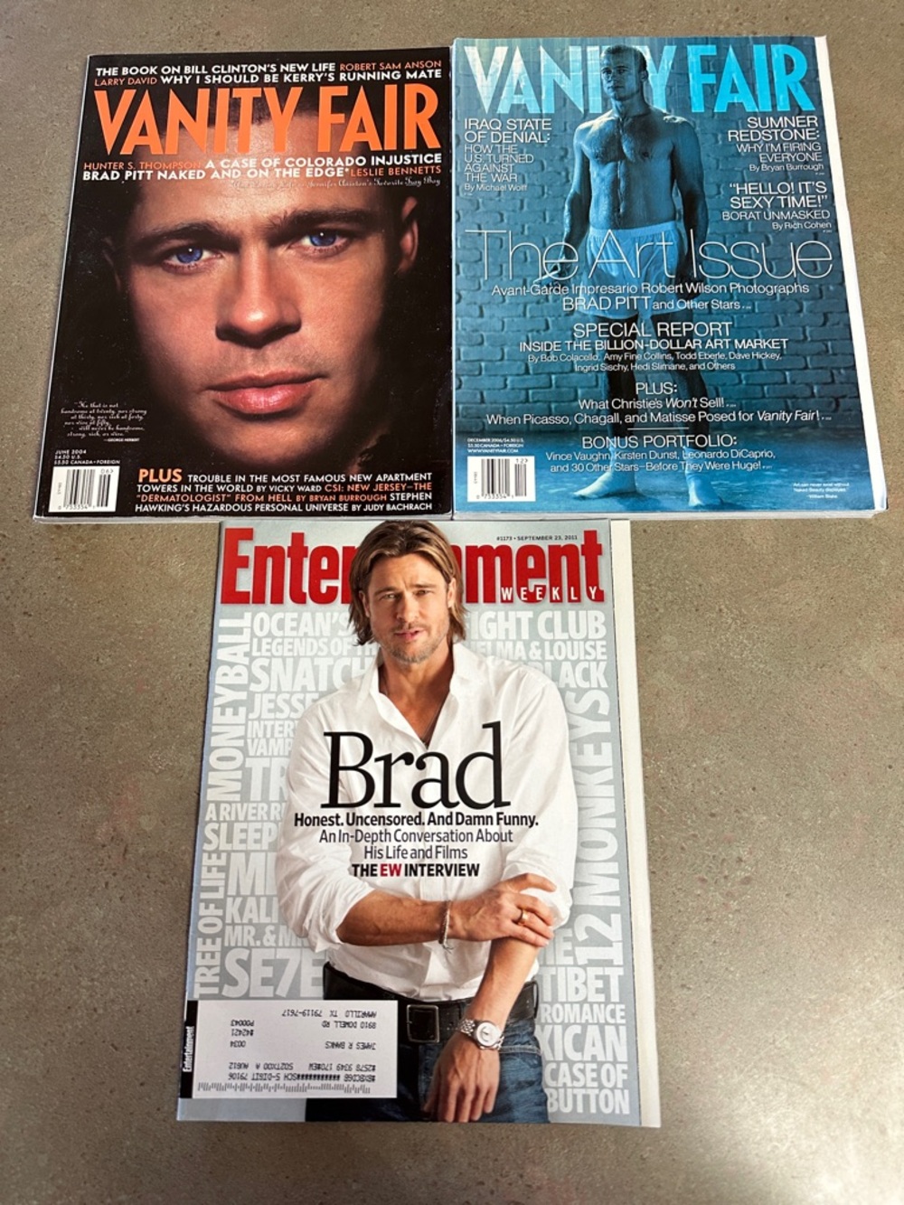Vanity Fair & Entertainment Weekly Magazines - Brad Pitt Covers